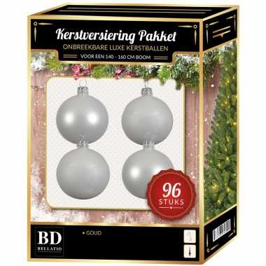 Witte kerstballen pakket 96-delig voor 180 cm boom