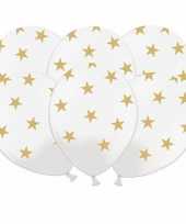 12x witte ballonnen met gouden sterretjes