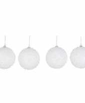 16x luxe witte kerstballen 8 cm