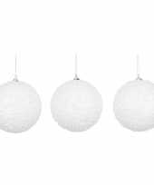 9x luxe witte kerstballen 10 cm