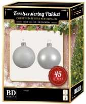 Winter witte kerstballen pakket 45 delig voor 120 cm boom