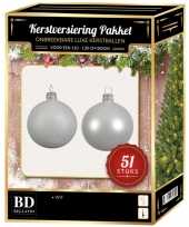 Winter witte kerstballen pakket 51 delig voor 120 cm boom