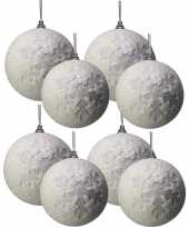 Witte kerstballen pakket met sneeuw effect 8 en 10 cm